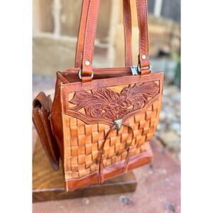 👜 American West Leather Western Purse – Two-Tone Floral Tooled – Cell Holder